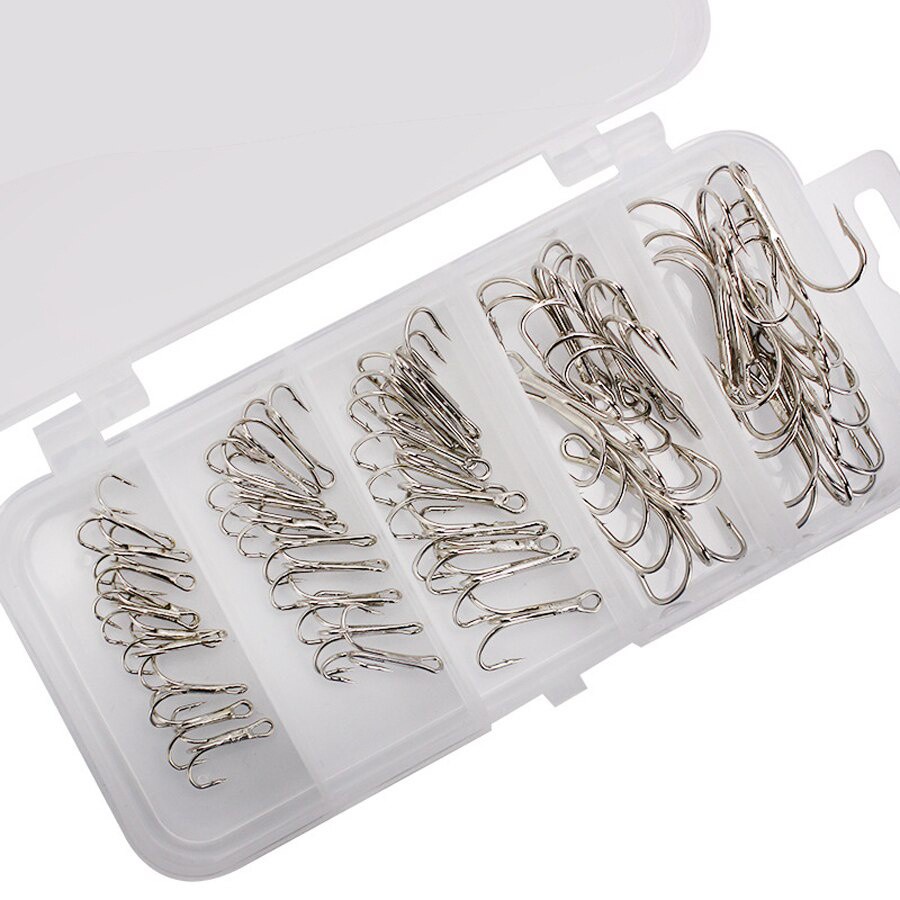 Hộp 50 Lưỡi Câu Cá Bằng Thép Hỗn Hợp Cỡ 4 # 6 # 8 # 10 #