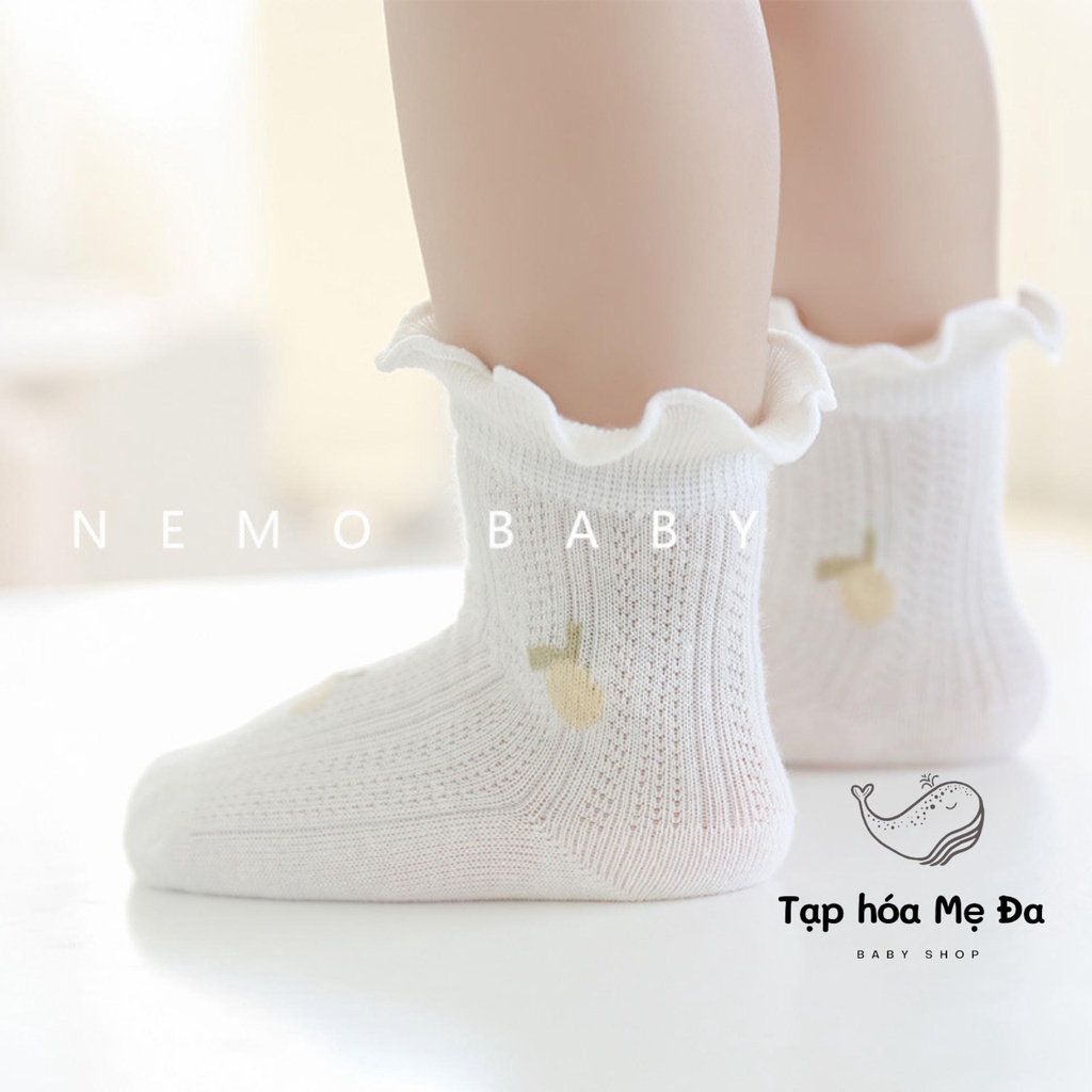 Tất/vớ lưới cổ bèo hoa văn cách điệu vintage phong cách Hàn Quốc cho bé gái chính hãng Nemo Baby