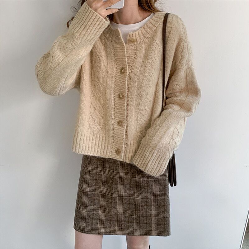 Áo khoác cardigan len áo khoác len dệt kim nữ phong cách Hàn Quốc hàng Quảng Châu loại 1