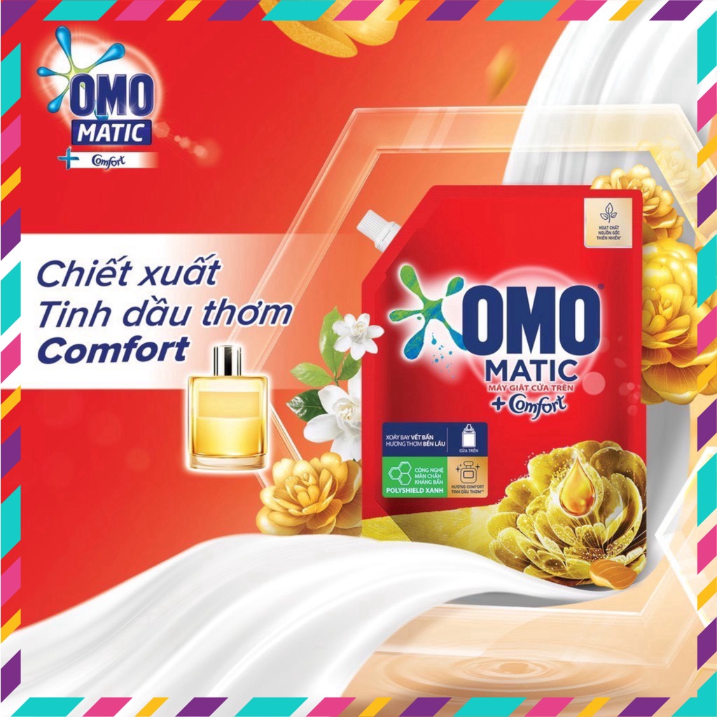 Giare- NƯỚC GIẶT OMO MATIC COMFORT tinh chất dầu THƠM - DỊU NHẸ TRÊN DA