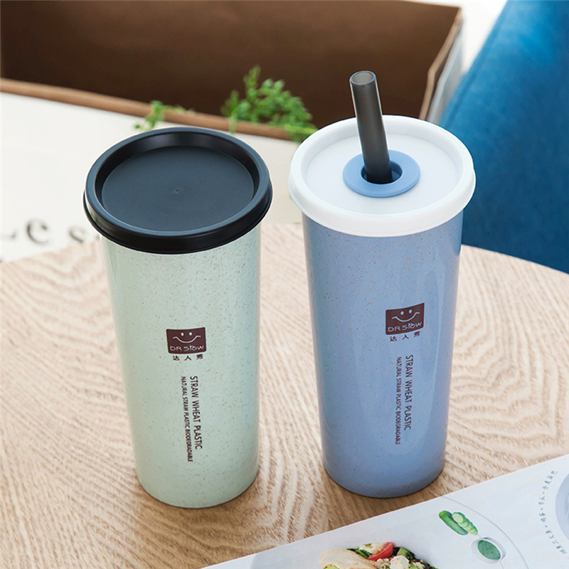 Cốc nhựa 450ml kèm ống hút tiện dụng chất lượng cao