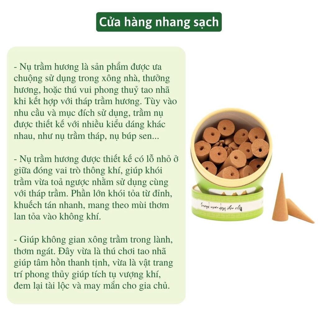 Nụ trầm hương cao cấp Nhang Xanh nụ lớn 30 viên - 100% tự nhiên, không hóa chất độc hại