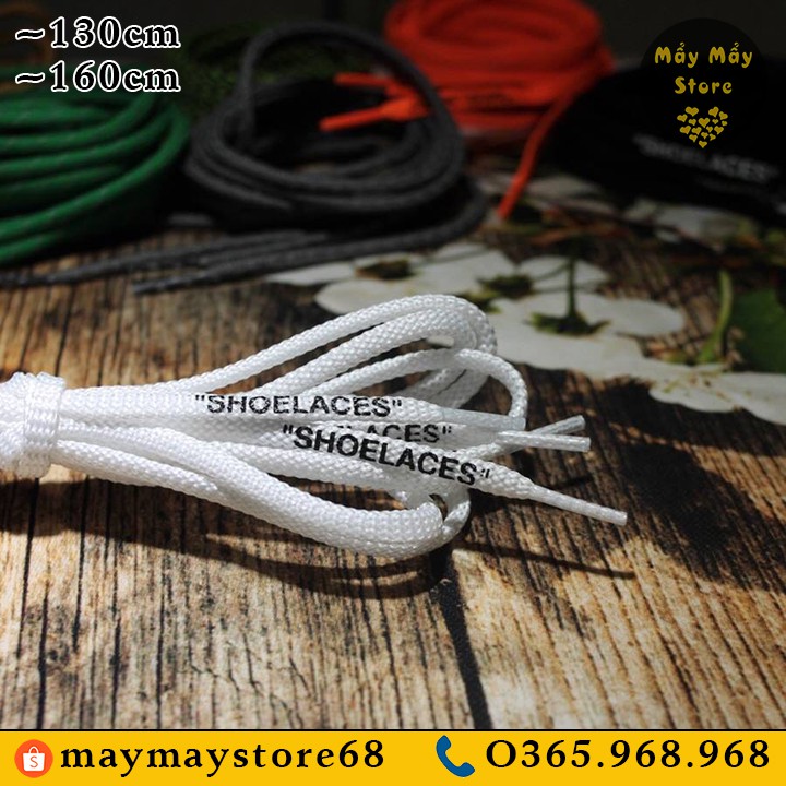 Dây Giày SHOELACES Màu Trắng Dài 130cm (Cho Giày Có 7-9 Lỗ Xâu)