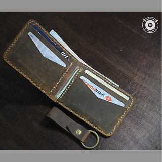 [Ví Da BÒ Thật 100%] VÍ DA NAM HANDMADE ,Ví Ngang MiNi, ví nam làm quà tặng, FULL HỘP