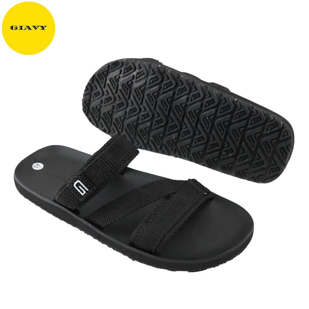 Dép Nam quai chéo vải bố, kiểu trơn đơn giản DTL377- GIAVY