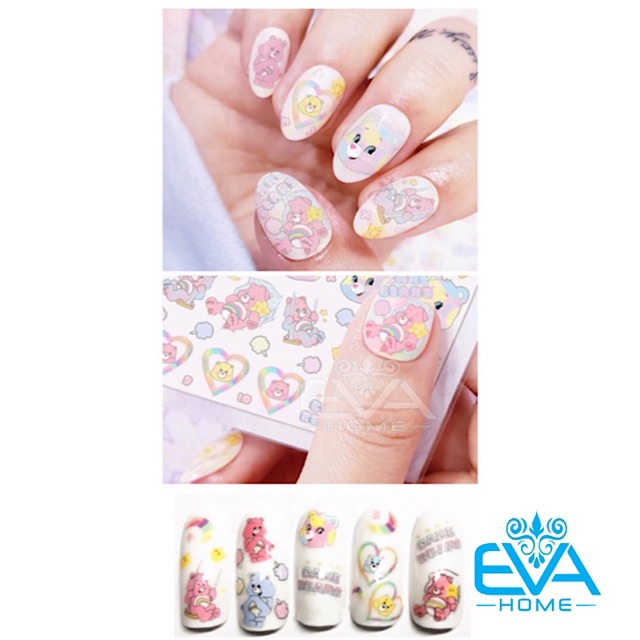 Miếng Dán Móng Tay 3D Nail Sticker Tráng Trí Hoạ Tiết Hoạt Hình Gấu Care Bears WG304