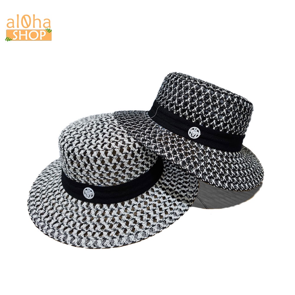 Mũ cói lưới chữ M - nón cói vành nhỏ chống nắng, đi biển phong cách Hàn - al0ha Shop