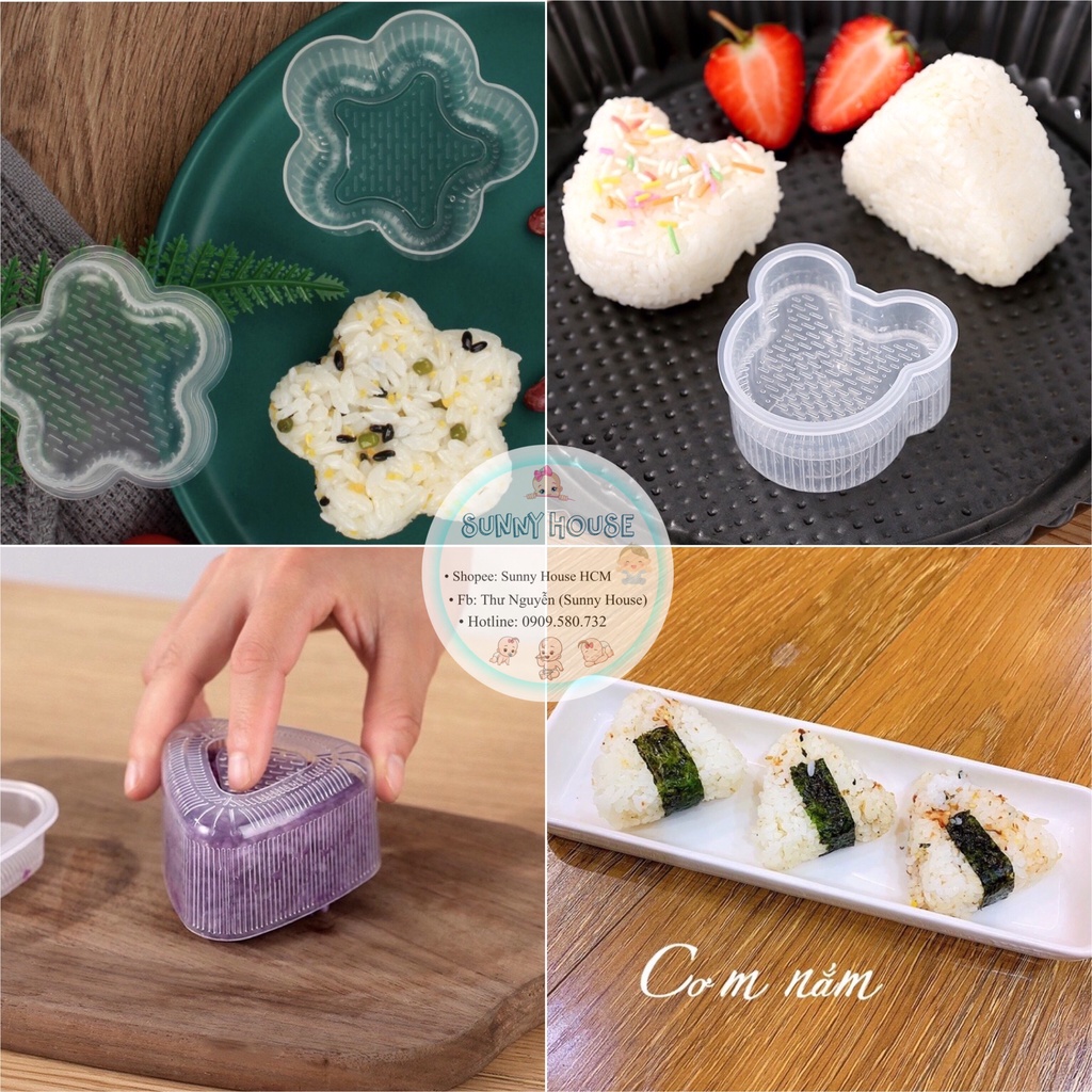 Khuôn làm cơm nắm Onigiri kiểu Nhật cho bé - Khuôn ép cơm - Khuôn bento nhiều hình