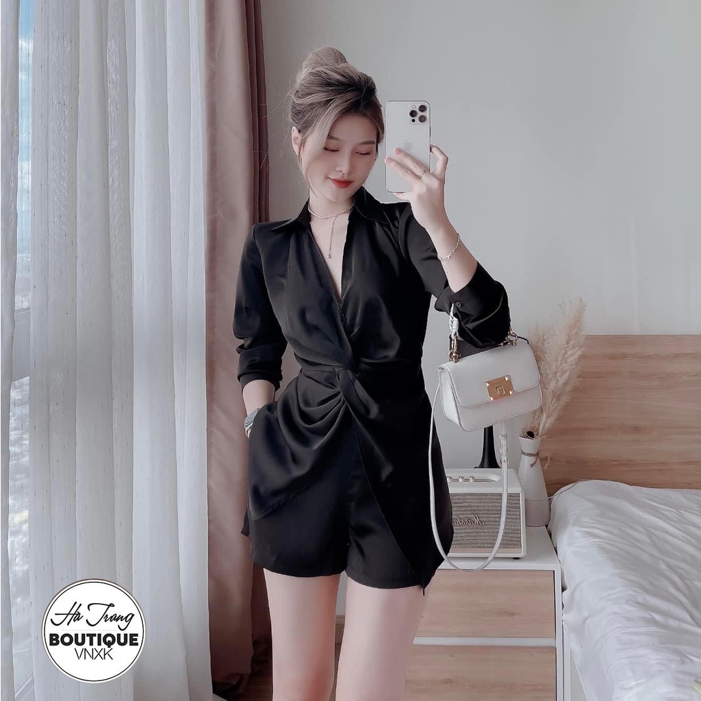 Sét đổ bộ nữ tắm ướt, Cổ sơmi xoắn eo sang chảnh Chuẩn 4 SZ (SMLXL)