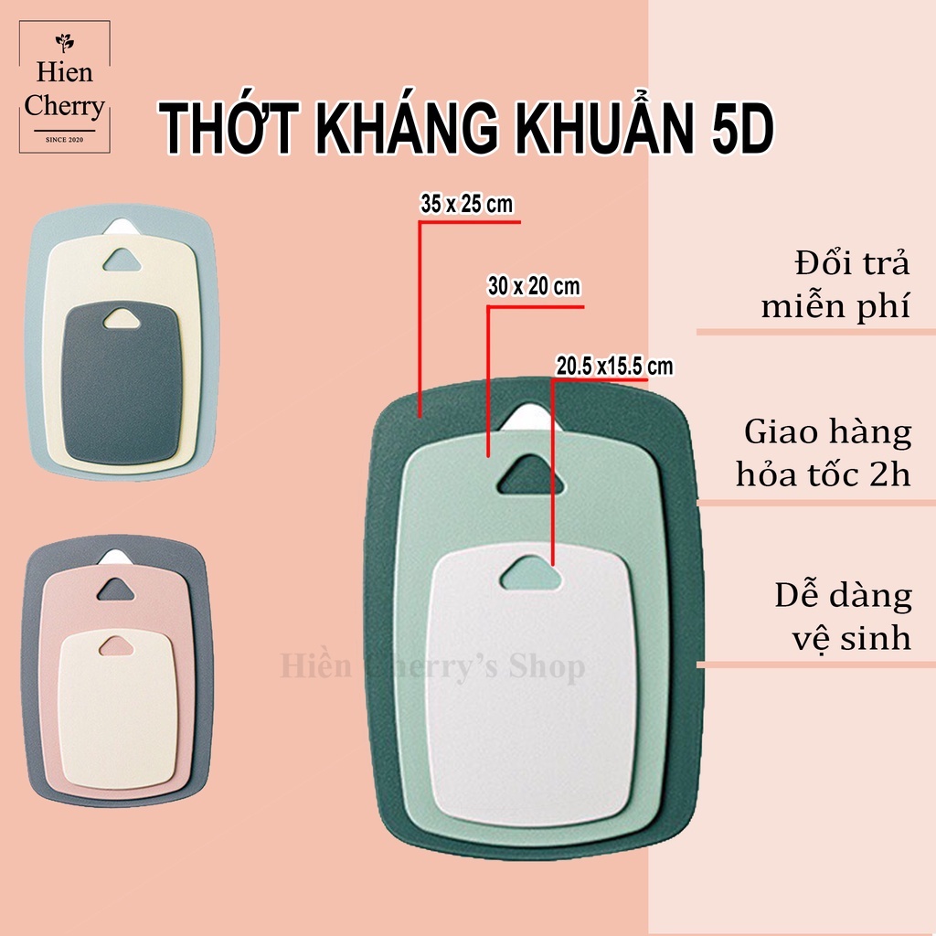 Thớt nhựa kháng khuẩn 5D, bộ 3 chiếc nhiều màu sắc, hàng loại 1 chất lượng cao Kho Gia Dụng NT