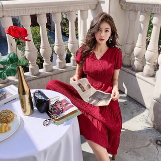 Đầm Váy Maxi Nhún Thun Eo Đắp Chéo Ngực