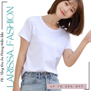 Áo thun trơn MÀU TRẮNG, chất liệu cotton - Áo phông Nam Nữ cổ tròn Vải thấm hút mồ hôi, dễ phối đồ. Nhận IN ẤN theo YC