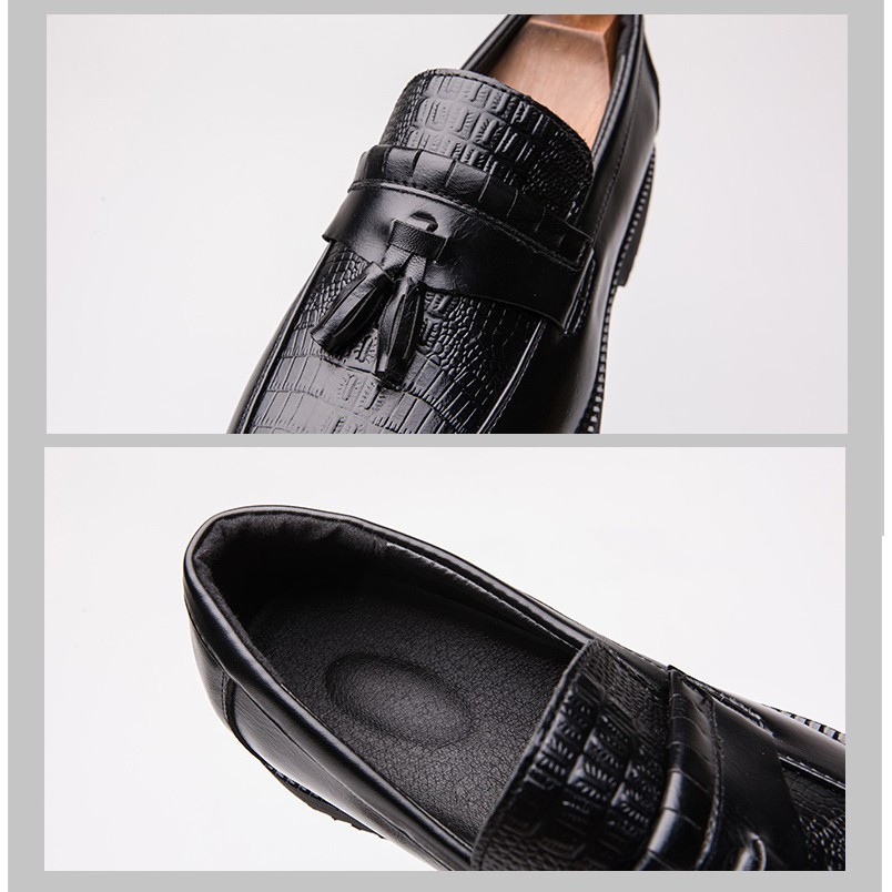 Elegant crocodile leather embossed leather shoes for men