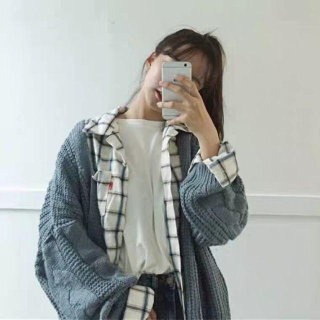 Áo khoác len cardigan tay bo gấu