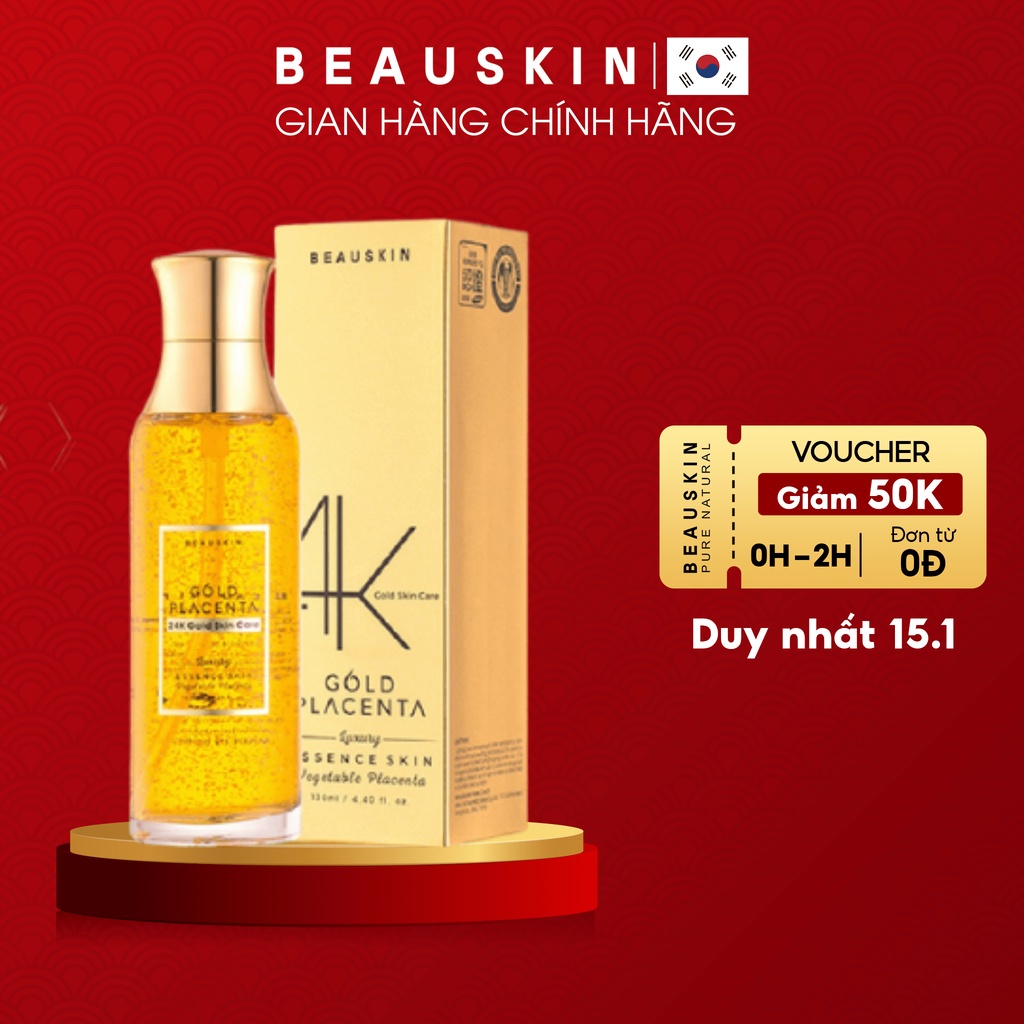 Nước Hoa Hồng BEAUSKIN Placenta Gold Luxury 24k Cung Cấp Dưỡng Ẩm, Se Khít Lỗ Chân Lông Dung Tích 130ml