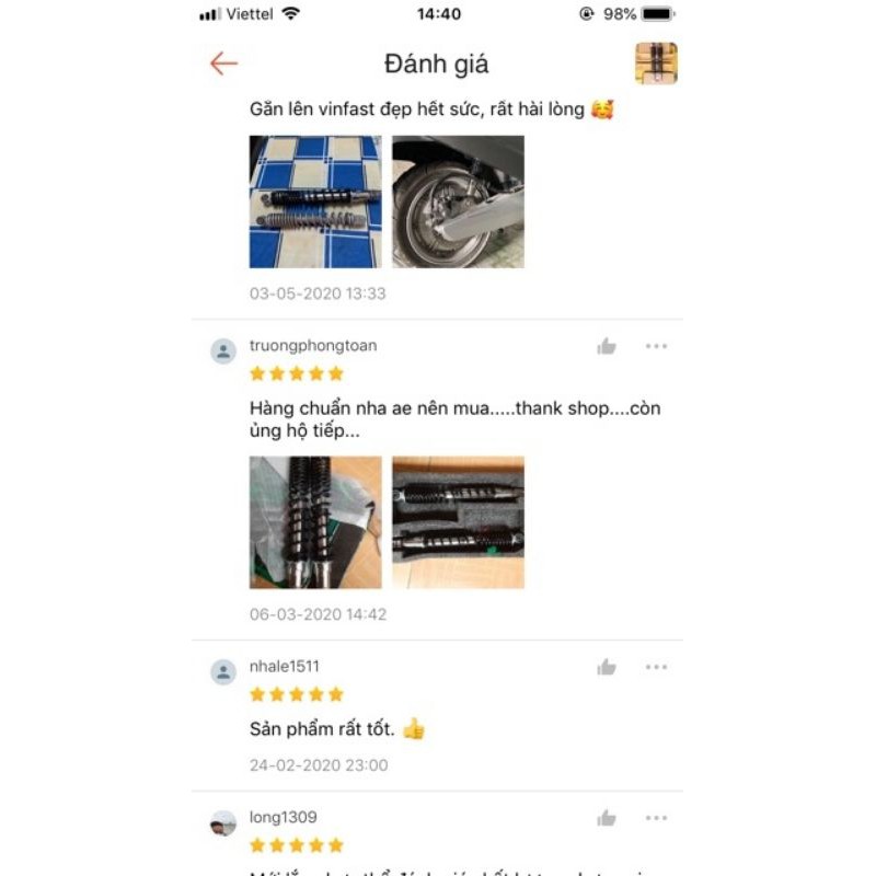 Giảm xóc VINFAST KLARA siêu êm - phuộc sau SH VIỆT lắp cho VINFAST