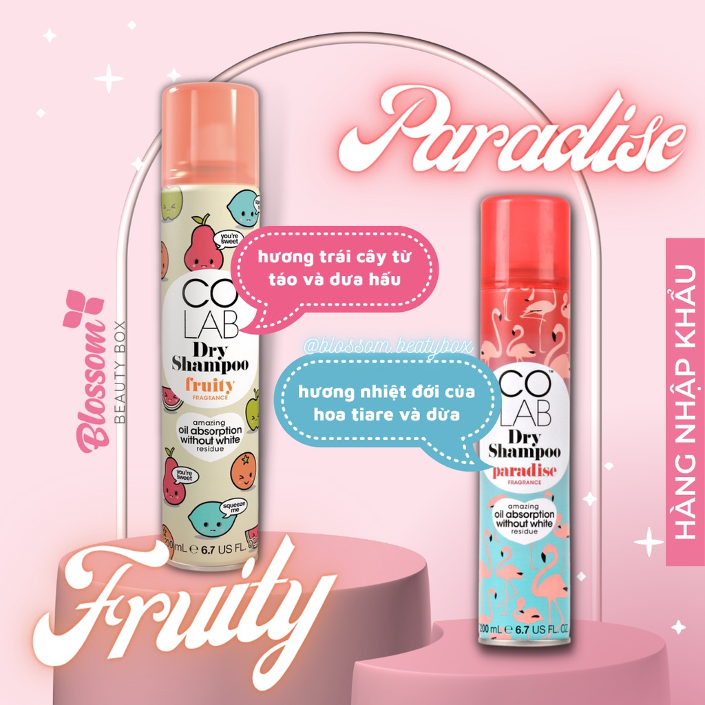 Dầu Gội Khô COLAB (Anh Quốc) | Giảm dầu bết, Dưỡng Tóc Mềm Mượt, Tóc Sạch Bồng Bềnh