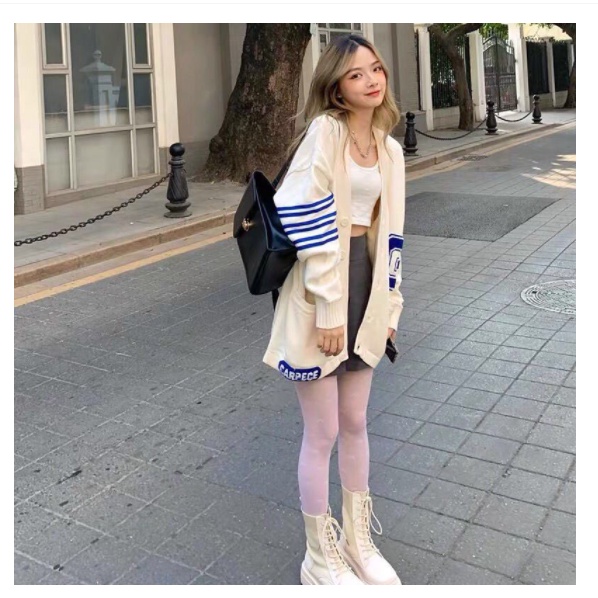 Áo Khoác Cardigan From Rộng Nữ Ulzzang Unisex, Áo Thu Đông Dài Tay Dễ Thương Học Sinh Phong Cách Hàn Quốc