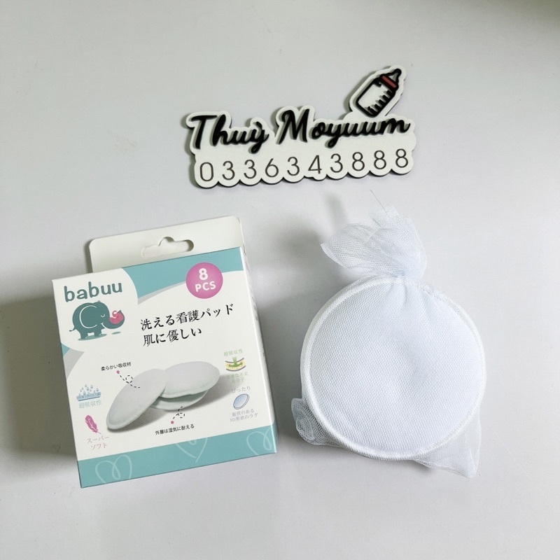 Miếng lót thấm sữa bằng vải kháng khuẩn BABUU BABY công nghệ Nhật Bản ( 1 hộp/8 cái)