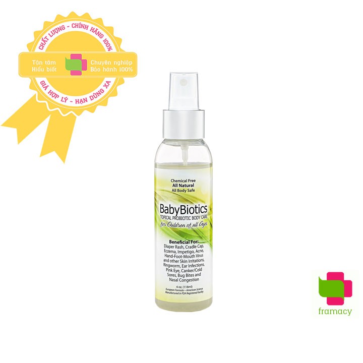 Xịt men vi sinh BabyBiotics, Mỹ (120ml) tăng đề kháng cho trẻ từ sơ sinh
