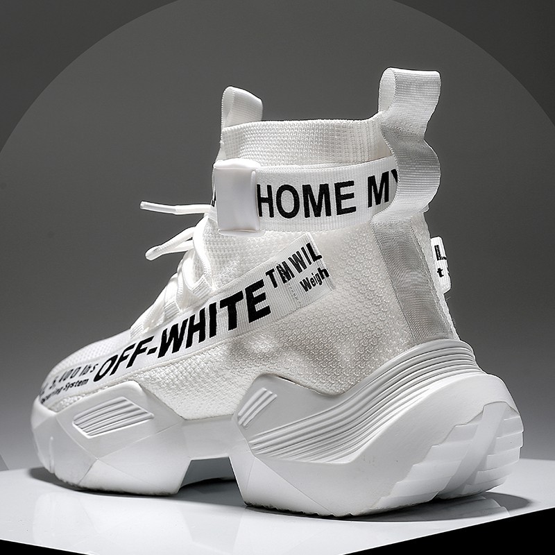 Off White Giày Thể Thao Cổ Cao Phối Lưới Thoáng Khí Thời Trang Cho Nam Mềm | BigBuy360 - bigbuy360.vn