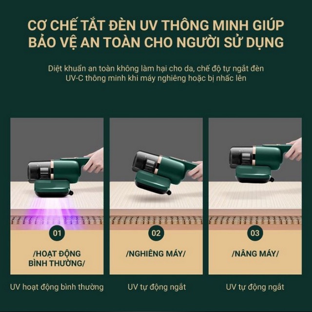 Máy Hút Bụi Mịn SUPOR VCM16A Đa Chức Năng Có Đèn Tia UV Sát Khuẩn Diệt Bọ Li Ti - Home and Garden