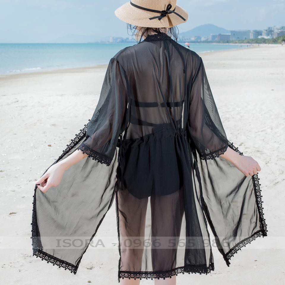 Kimono dài viền ren - Ảnh Thật- Hàng có sẵn - Hàng nhập khẩu 100% - Áo choàng, áo lưới , kimono đi biển , đi chơi | BigBuy360 - bigbuy360.vn