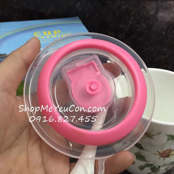 Cốc sứ kèm thìa nắp hút chân không