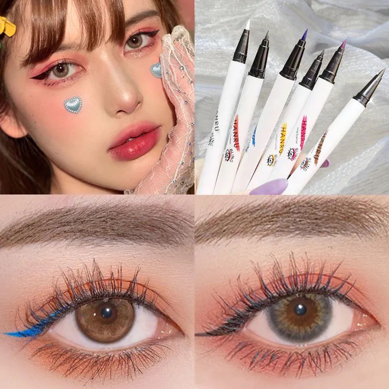 [Hàng mới về] Bút Kẻ Mắt Nhanh Khô Chống Thấm Nước Không Nhòe Lâu Trôi Màu Trắng/Đen/Xanh Dương/Đỏ