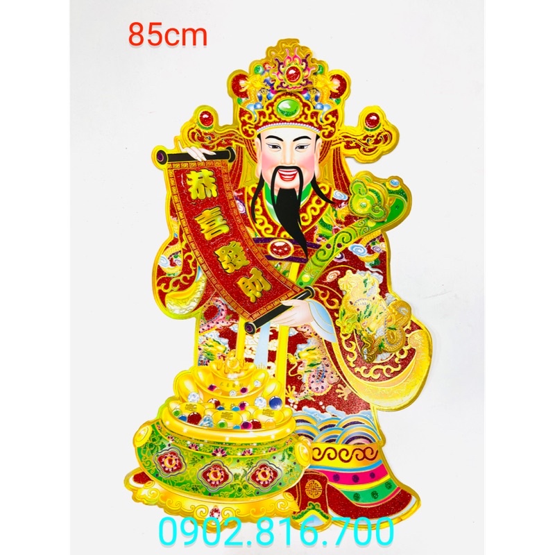 Hình dán thần tài dán cửa trang trí tết 85cm 60cm 55cm 50cm 40cm