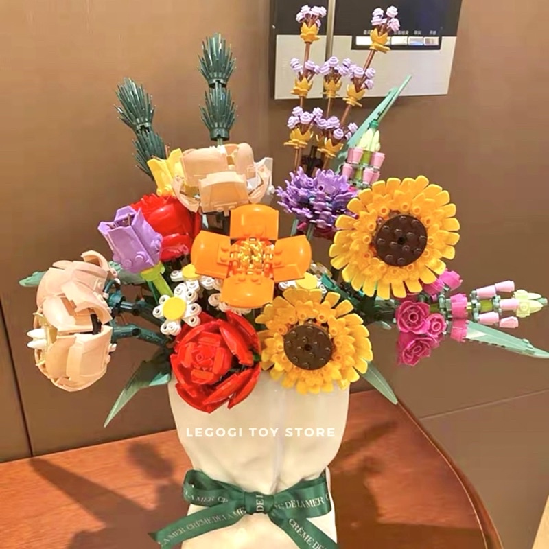 Đồ chơi lắp ráp Legogi HOA HƯỚNG DƯƠNG mô hình xếp hình lắp ghép hoa quà tặng hoa cho mẹ bạn gái