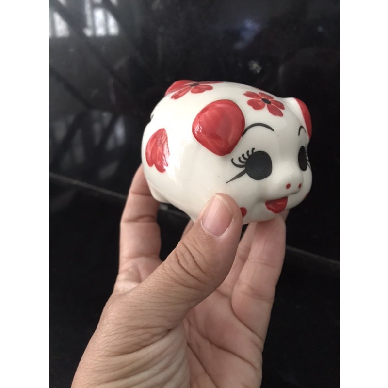 Heo sứ mini bông hoa