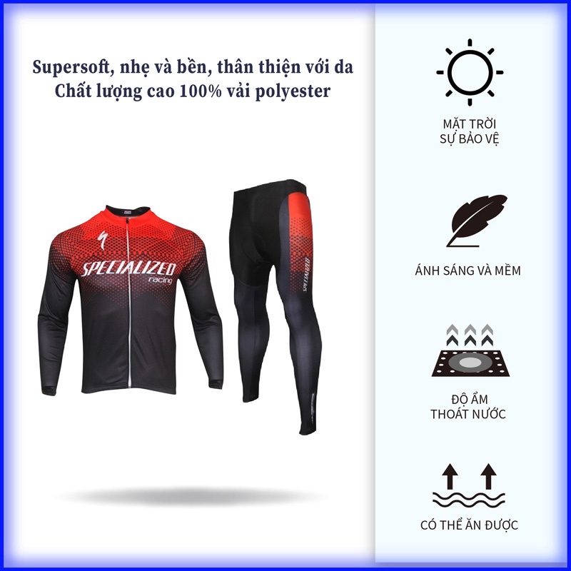 CHUYÊN SỈ Quần áo xe đạp Nam quần áo xe đạp dài tay Bộ áo đi xe đạp Bộ dài tay