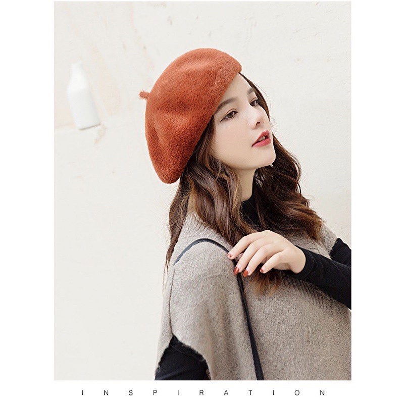 Mũ nồi beret lông thỏ cao cấp sịn mịn
