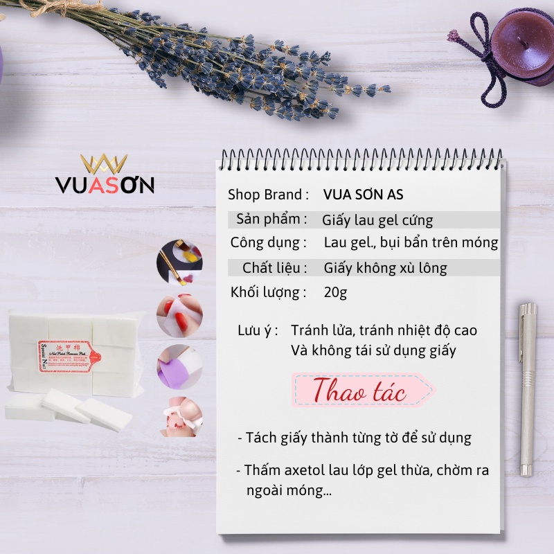Giấy lau gel cứng loại xịn không rụng lông 1000 tờ phụ kiện nail giá rẻ VUA SƠN AS