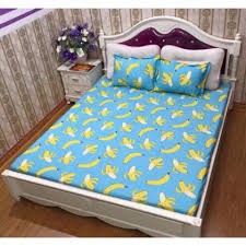 [Mẫu Chuối Xanh] Bộ 5 Món Chăn Hè Ga Gối + Ôm Chất Cotton Poly