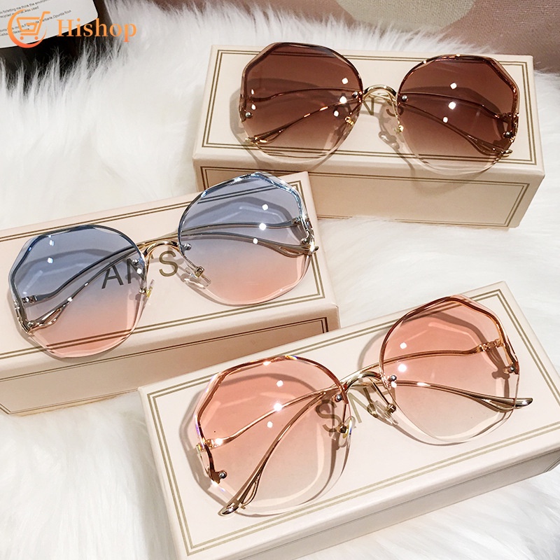 Kính Mát Gọng Cong Hình Lục Giác Màu Gradient Thời Trang Cho Nữ