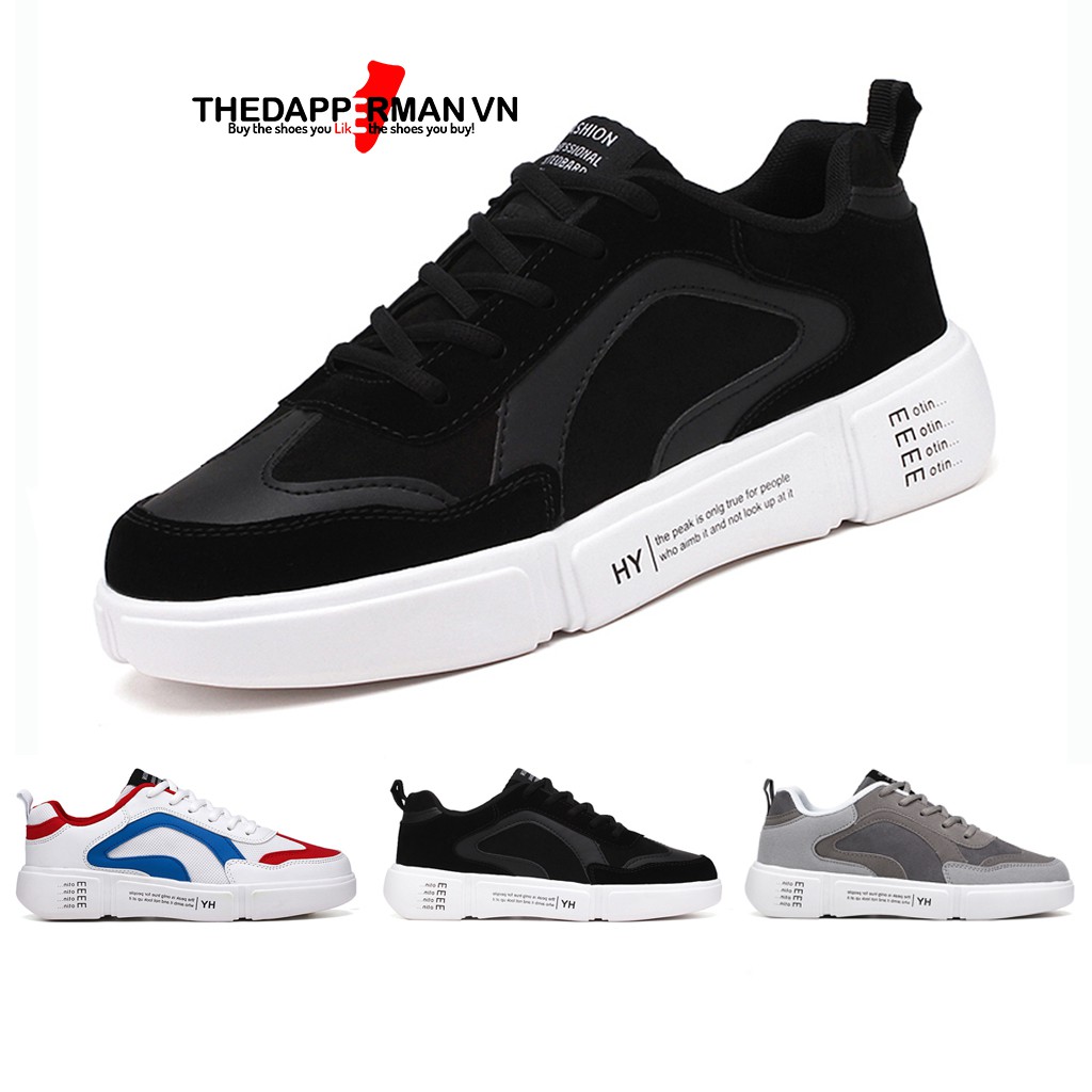 Giày thể thao sneaker nam THEDAPPERMAN WD887 chất liệu da lộn, đế cao su nhiệt dẻo, êm chân, chống trơn trượt, màu đen