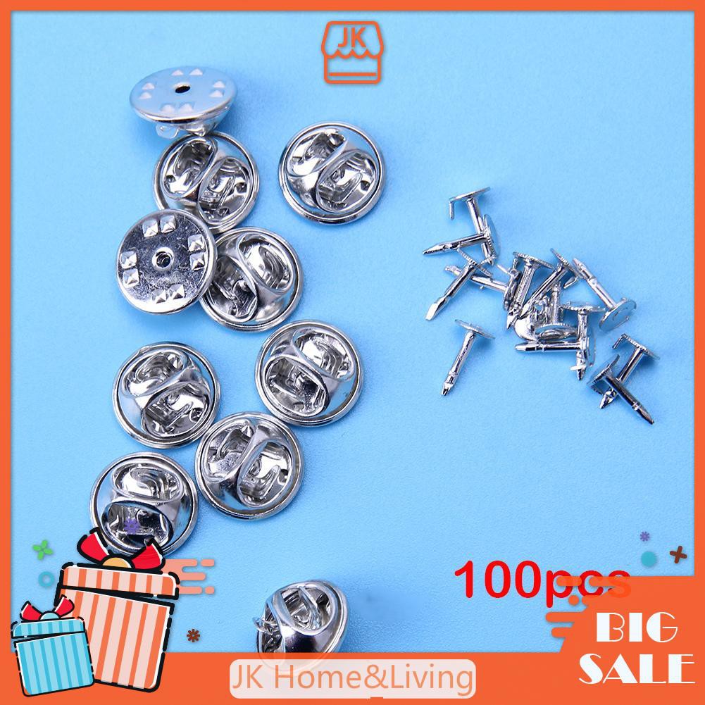 Set 100 đế làm ghim cài áo bằng kim loại DIY chất lượng cao