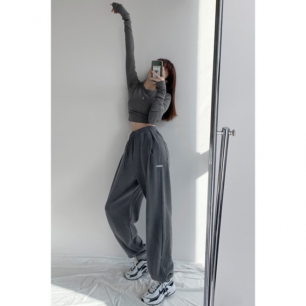 Summer New Loose Track Pants Women's Letter Labeling Drawstring Jogger Pants High Waist Casual Straight-Leg Sweatpantsins-