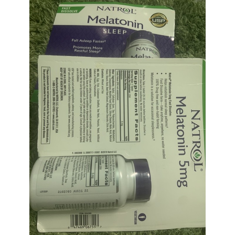 Hộp ngậm Natrol Melatonin Sleep 5mg 250v