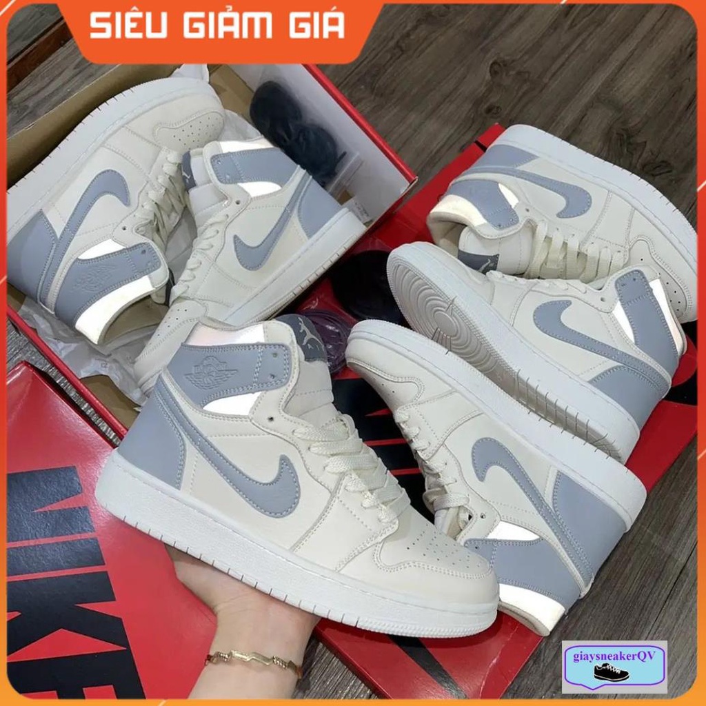 (Ảnh thật) Giày thể thao Air Jordan 1 cổ xám phản quang siêu đẹp dành cho nam và nữ