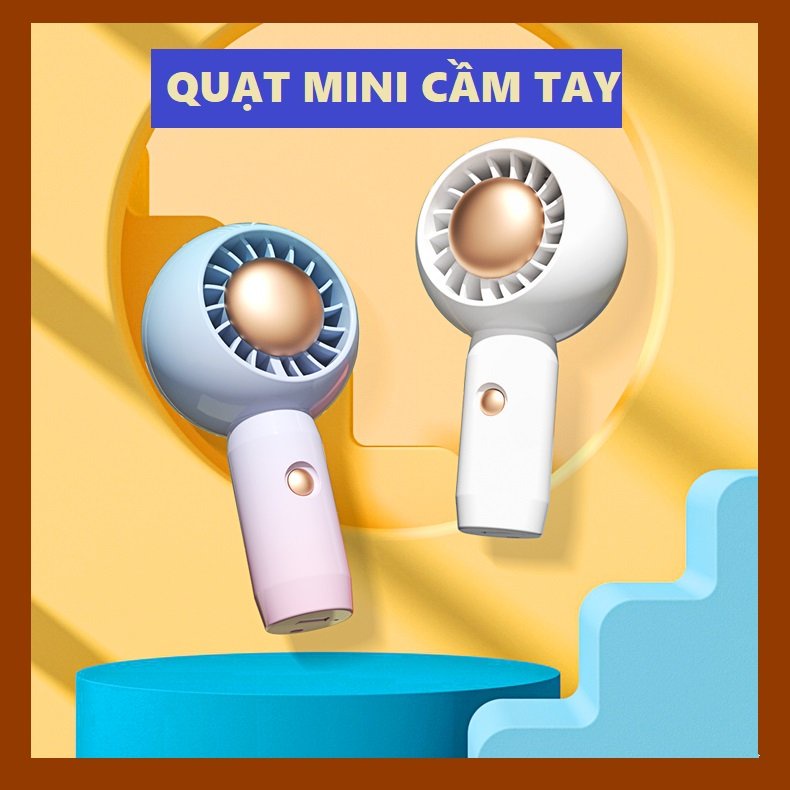 Quạt cầm tay tích điện 3 tốc độ, dung lượng pin lớn, quạt 6 cánh, sạc USB - Hàng chính hãng