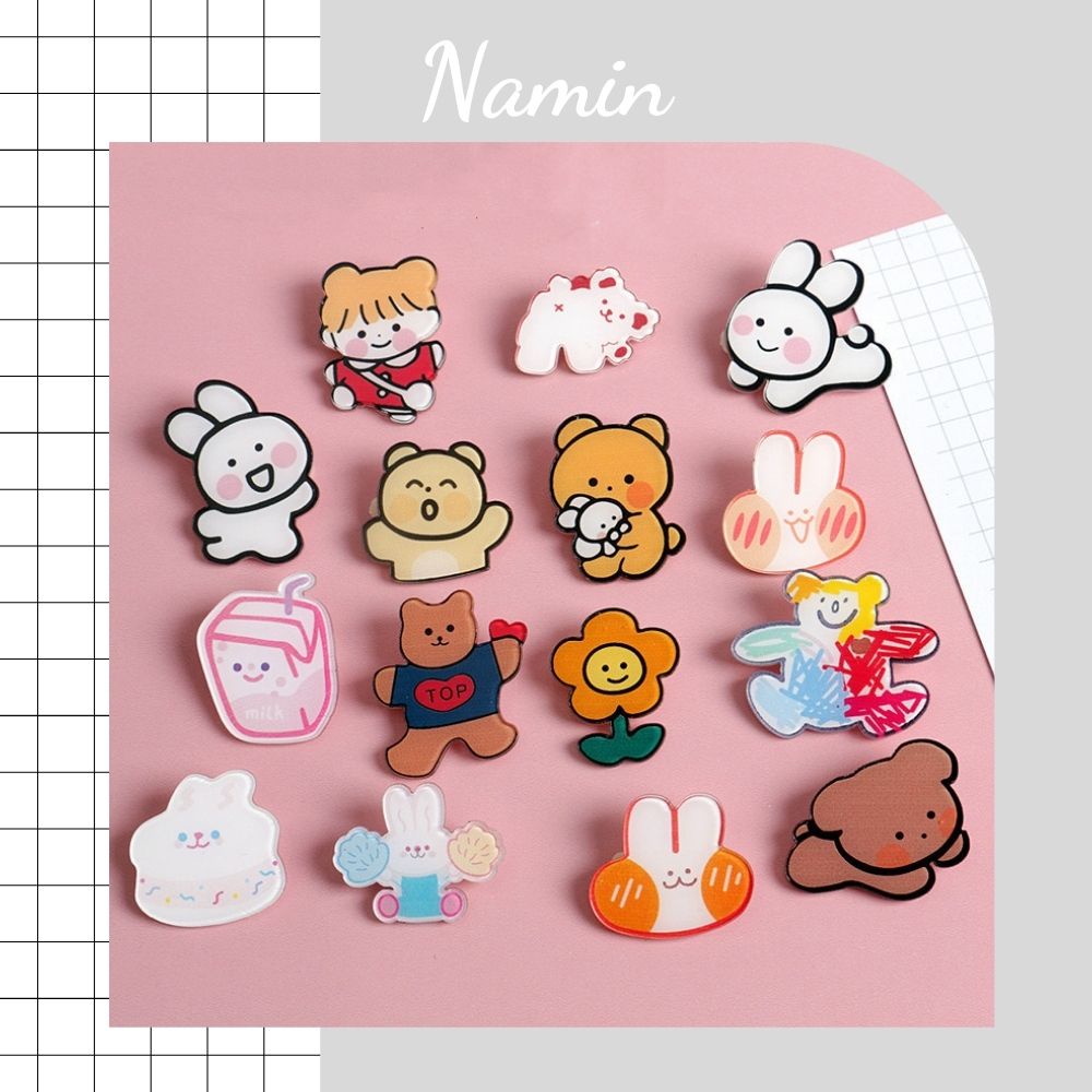 Sticker cute pin cài áo phụ kiện trang trí túi xách balo NAMIN STORE ST0