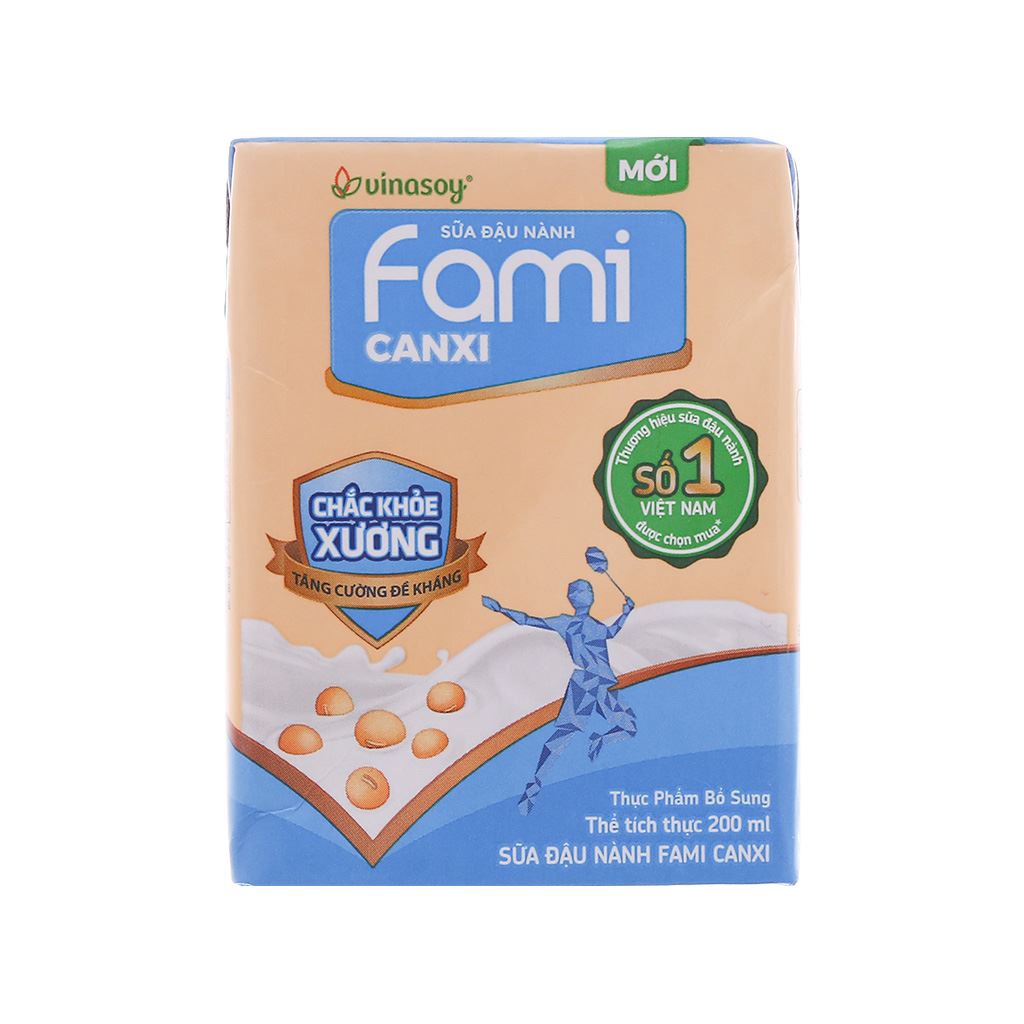 6 hộp sữa đậu nành Fami Canxi/ nguyên chất 200ml