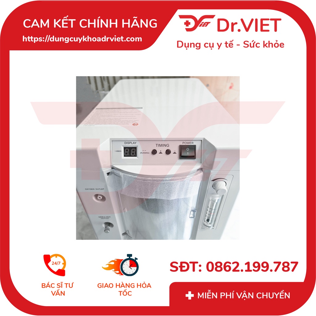 MÁY TẠO OXY 3 LÍT YUWELL 7F-3EW HÀNG CAO CẤP CHÍNH HÃNG - HỖ TRỢ BỆNH LÝ LIÊN QUAN ĐẾN HÔ HẤP, VIÊM PHỔI - DRVIET