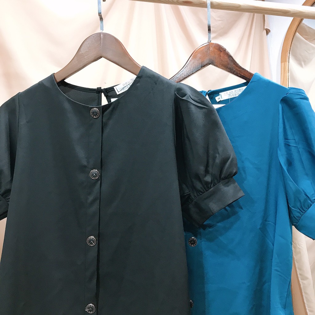Váy bầu công sở - đầm bầu đẹp dáng suông hàng cúc đen 2 màu xanh đen BN43 - Shop Mẹ Ken