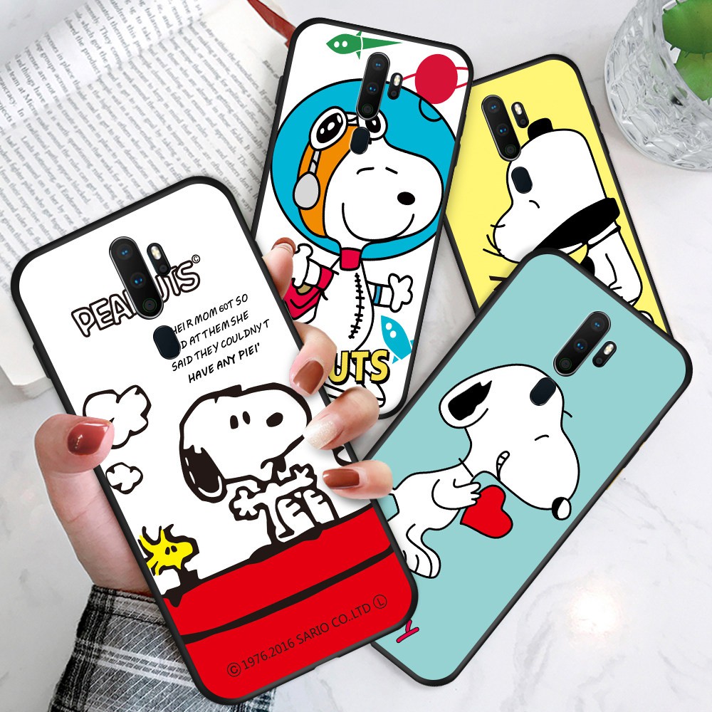 OPPO A92 A9 2020 A5 2020 A91 A31 A52 A71 A71K A73 A83 For Soft Case Silicone Casing TPU Cute Cartoon Snoopy Dog Phone Case Full Cover Simple Macaron Matte Shockproof Back Cases