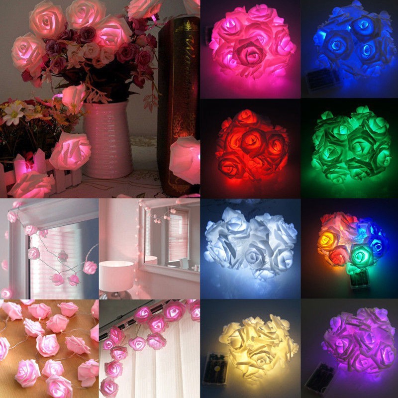Dây đèn LED 20 bóng hình hoa hồng trang trí
