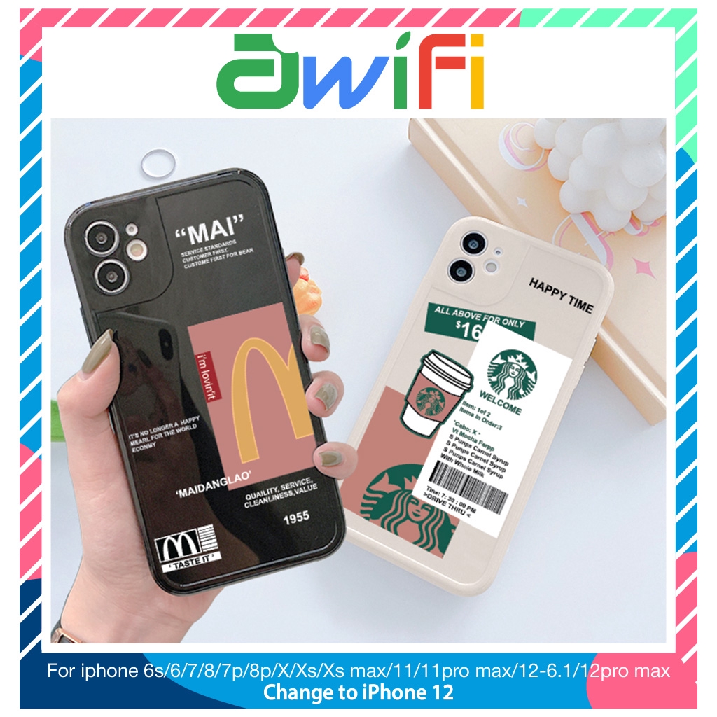 Ốp lưng iphone viền nổi fast food 5s/6/6plus/6s/6splus/7/7plus/8/8plus/x/xr/xs/11/12/13/pro/max/plus/promax- Awifi F3-5